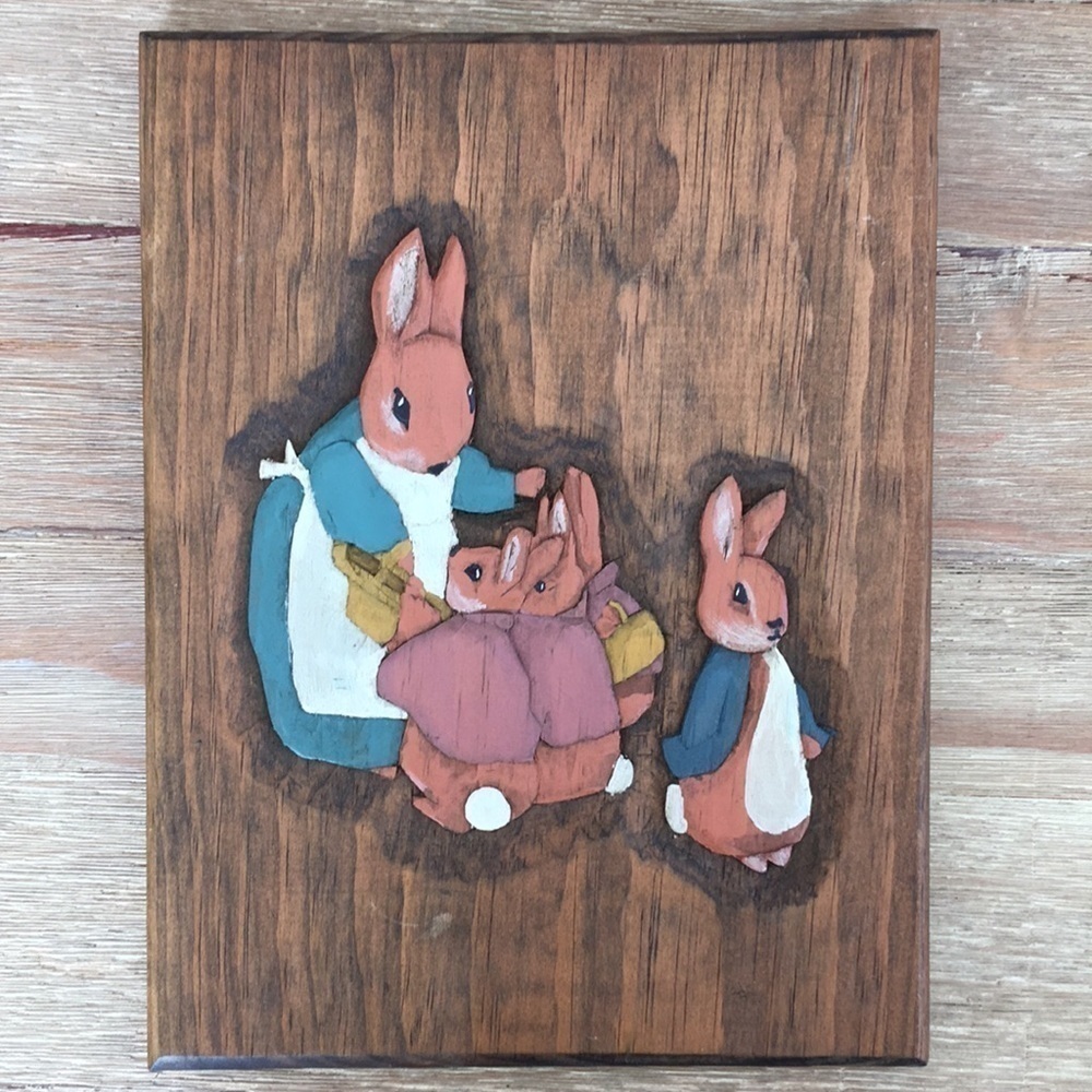 Vintage Engrave Plaque Beatrix Potter Peter Rabbit